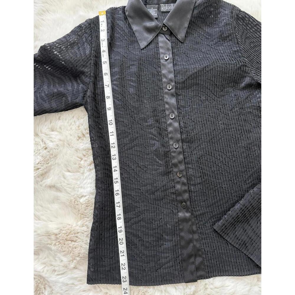 Y2K Rafaella Black Sheer Button-Up Blouse - Picture 2 of 5